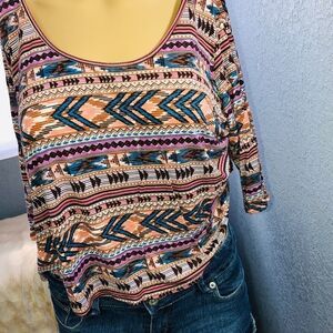 Boho American Rag Native American Indian Small Crop Top